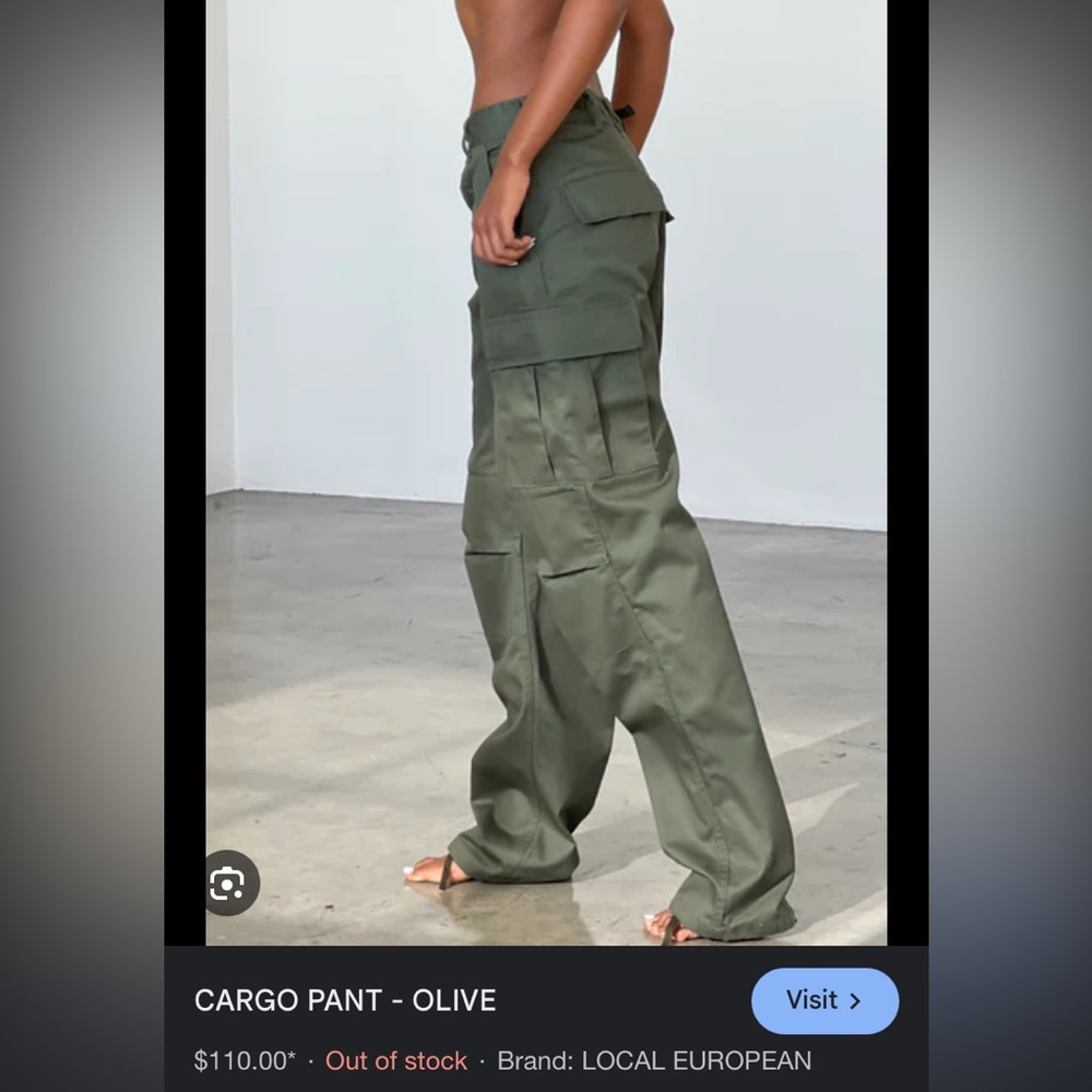 BRAND NEW Local European Cargo Pants -Olive - XS/S never worn